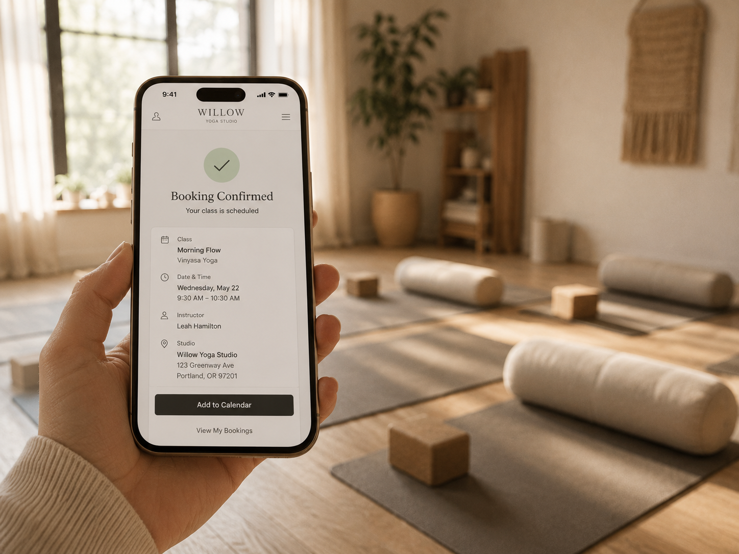 Health and wellness studio booking app