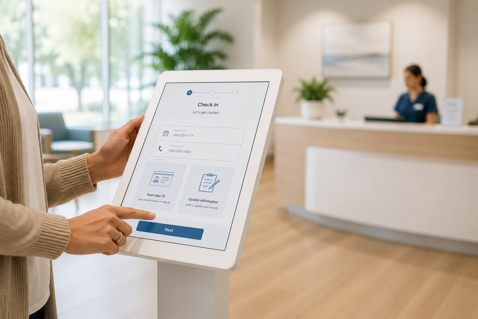 Patient check-in system — clinic appointment verification